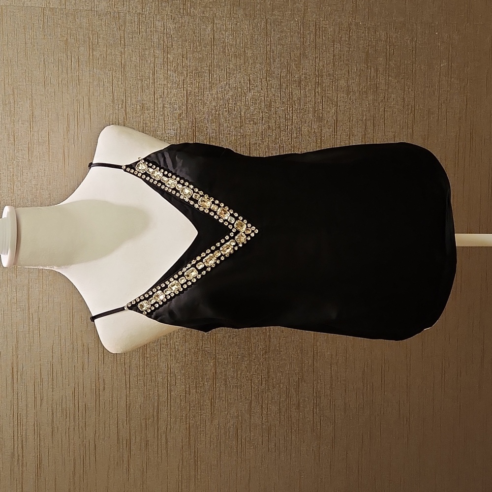 Versona size M black satiny bejeweled dressy cami top